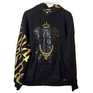 Screenshot Hoodie Men's Large‎ Black Gold Graphic Pullover NWT Streetwear